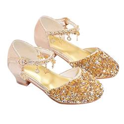 Mädchen Prinzessin Schuhe Festlich Ballerina Kleid Schuhe Prinzessin Schuhe Halbschuhe Lederschuhe Schuhe MäDchen Party Festliche Kleidschuhe (Gold, 35.5 Big Kids) von FaLkin