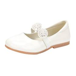 Prinzessin Einzelne Schuhe Festlich Ballerina Kinder Abendschuhe Kinderschuhe Mädchen Hochzeitsschuhe Schuhe MäDchen Party Festliche Kleidschuhe (White, 33 Big Kids) von FaLkin