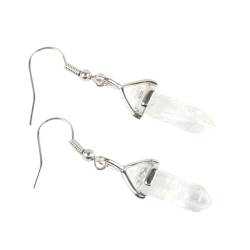 FaRdas Natürliche Klare Quarz Stein Ohrringe, Sechseckige Anhänger Ohrringe Im Retro Stil, Exquisite Edelstein Ohrhänger, Hochzeit, Party, Schmuck, Geschenk, Geburtstag, Jahrestag von FaRdas