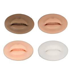 3D-Silikonlippen, 4-teiliges Realistisches Lippenübungsmodul für Lippentätowierung, Make-up-Übungen, Lehrmittelmodell, Weiche Silikonlippen mit Offenem Mund, Künstliche Lippen von Fabater