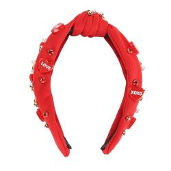 Strass Geknotetes Stirnband mit Juwelen, Strass-Haarband, Modisches Ornament, Tragbares Acryl für die Brautparty (Rot) von Fabater