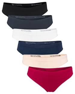 Fabio Farini 6er Pack Damen String Tanga - Frauen Höschen Thong mit und ohne Spitze Multifarb Set L von Fabio Farini