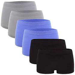 Fabio Farini Damen Panties 6er Pack Hipsters Boxershorts nahtlos, Seamless aus weichem Microfaser-Gewebe 2X Hellblau/2x Hellgrau/2x Schwarz S-M (36/38) von Fabio Farini