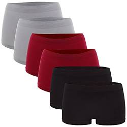 Fabio Farini Damen Panties 6er Pack Hipsters Boxershorts nahtlos, Seamless aus weichem Microfaser-Gewebe 2X Hellgrau/2x Rot/2x Schwarz XS (34) von Fabio Farini