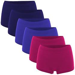 Fabio Farini Damen Panties 6er Pack Hipsters Boxershorts nahtlos, Seamless aus weichem Microfaser-Gewebe 2X Himbeerrot/2x Nachtblau/2x Royalblau S-M (36/38) von Fabio Farini