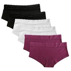 Fabio Farini Damen Pantys Bikini-Slips 4er & 6er Pack Mehrere Farben und Größen, 95% atmungsaktive Baumwolle 2X Schwarz/2x Weiß/2x Beere XL von Fabio Farini