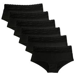 Fabio Farini Damen Pantys Bikini-Slips 4er & 6er Pack Mehrere Farben und Größen, 95% atmungsaktive Baumwolle L 6er Pack Mit Spitze Schwarz von Fabio Farini