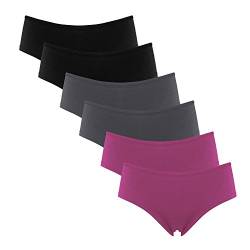 Fabio Farini Damen Pantys Bikini-Slips 4er & 6er Pack Mehrere Farben und Größen, 95% atmungsaktive Baumwolle L 6er Pack Ohne Spitze Rot Grau Schwarz von Fabio Farini