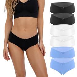 Fabio Farini Damen Pantys Bikini-Slips 4er & 6er Pack Mehrere Farben und Größen, 95% atmungsaktive Baumwolle L 6er Pack ohne Spitze 2X Weiß/2x Schwarz/2x Hellblau von Fabio Farini