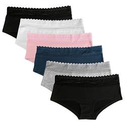 Fabio Farini Damen Pantys Bikini-Slips 4er & 6er Pack Mehrere Farben und Größen, 95% atmungsaktive Baumwolle S 6er Pack Mit Spitze Mehrfarbig von Fabio Farini