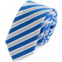Fabio Farini Krawatte Gestreifte Blau Weiße Herren Schlips - Krawatten in 6cm Breite (ohne Box, Gestreift) Schmal (6cm), Blau/Weiß/Silber von Fabio Farini