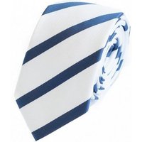 Fabio Farini Krawatte Gestreifte Blau Weiße Herren Schlips - Krawatten in 6cm Breite (ohne Box, Gestreift) Schmal (6cm), Weiß/Dunkelblau von Fabio Farini