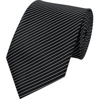 Fabio Farini Krawatte gestreifte Herren Krawatte - Tie mit Streifen in 6cm oder 8cm Breite (ohne Box, Gestreift) Schmal (6cm), Schwarz/feine weiße Streifen von Fabio Farini