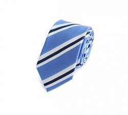 Fabio Farini Modern gestreifte Herren Krawatte in 6cm - Passend fürs Büro zum Anzug durch Robuste Pflegeleichte Mikrofaser Blau Weiß Schwarz von Fabio Farini