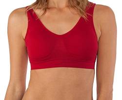 Fabio Farini Sport BH Bustier nahtlos 1er und 3er Pack Seamless ohne Bügel, bügellos Größe L, Farbe Rot von Fabio Farini