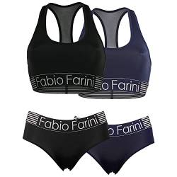 Fabio Farini Sport-BH Set, Racerback-BH und passende Panty in Schwarz oder Marineblau 2er Pack S von Fabio Farini