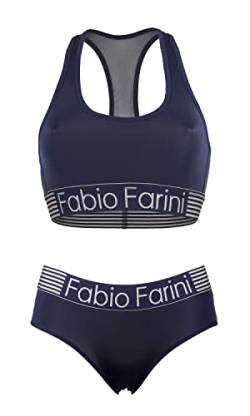 Fabio Farini Sport-BH Set, Racerback-BH und passende Panty in Schwarz oder Marineblau Blau 1 L von Fabio Farini