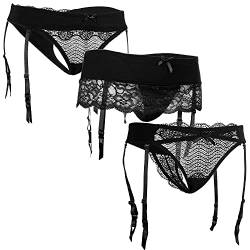 Fabio Farini verführerische Damen Strumpf-Halter Strapsgürtel Lingerie Lingerie in verschiedenen Designs und Farben 3X Schwarz 40-42 von Fabio Farini