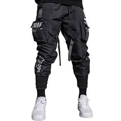 Fabric of The Universe Techwear Fashion Cargo Jogginghose, Schwarz CG-Typ 09s, Mittel von Fabric of the Universe