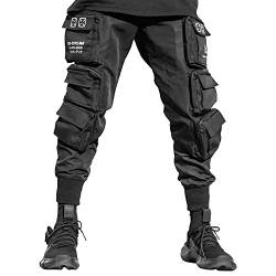 Fabric of the Universe Techwear Fashion Cargo Jogger Pants, Schwarz Cg-Typ 08r, Groß von Fabric of the Universe