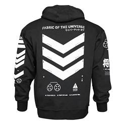 Fabric of the Universe Techwear Graphic Cyberpunk Streetwear Fashion Hoodie, Schwarz V3-3, Medium von Fabric of the Universe