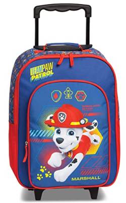 Fabrizio Paw Patrol Chase Marshall Skye Kinder Trolley Kinderkoffer Weichgepäck Polyester 32 x 42 x 16/21 cm Vol. 17 l (Blau Marshall) von Fabrizio