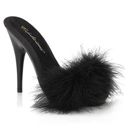 Fabulicious Damen POISE-501F Sandale, Schwarz (black satin-marabou fur/black), 36 EU von Fabulicious