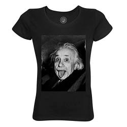 Rundhals-T-Shirt aus Bio-Baumwolle für Damen Albert Einsteins Zunge ziehender Wissenschaftsstar von Fabulous