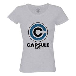 Rundhals-T-Shirt aus Bio-Baumwolle für Damen Capsule Corp. Geek Videospiele Serie Film von Fabulous