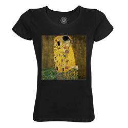 Rundhals-T-Shirt aus Bio-Baumwolle für Damen Der Kuss Gustav Klimt Gemälde Jugendstil von Fabulous