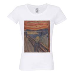 Rundhals-T-Shirt aus Bio-Baumwolle für Damen Der Schrei 1893 Edvard Munch Malerei Expressionismus von Fabulous