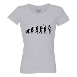 Rundhals-T-Shirt aus Bio-Baumwolle für Damen Evolution Akkordeon Musette Instrument Musiker Frankreich von Fabulous