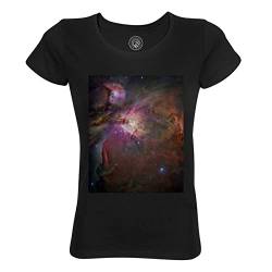 Rundhals-T-Shirt aus Bio-Baumwolle für Damen Orionnebel Weltraum Stern Galaxie Astronomie von Fabulous