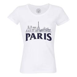 Rundhals-T-Shirt aus Bio-Baumwolle für Damen Paris Minimalist Frankreich Stadt Eiffelturm Reisen von Fabulous