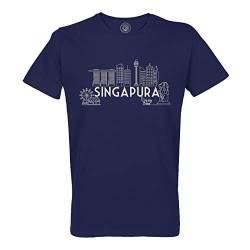 Rundhals-T-Shirt aus Bio-Baumwolle für Herren Singapura Minimalist Singapur Reisen Architektur von Fabulous