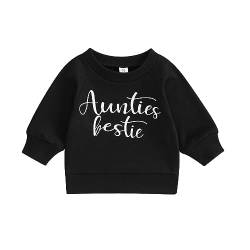 Fabumily Kleinkind Baby Jungen Mädchen Sweatshirt Tops Tanten Bestie Brief Drucken Langarm Pullover Shirts Herbst Outfits Kleidung (Aunties Bestie- Black, 6-12 Months) von Fabumily