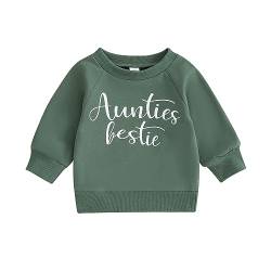 Fabumily Kleinkind Baby Jungen Mädchen Sweatshirt Tops Tanten Bestie Brief Drucken Langarm Pullover Shirts Herbst Outfits Kleidung (Aunties Bestie- Green, 0-3 Months) von Fabumily