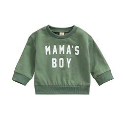 Fabumily Kleinkind Kleinkind Baby Jungen Kleidung Mamas Junge Brief Gedruckt Langarm Pullover Sweatshirt T-Shirts Pullover Tops (A-Grün, 3-6 Monate) von Fabumily