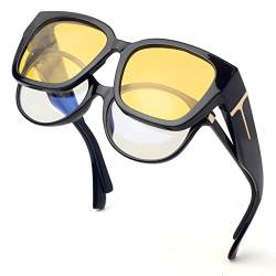 Face Shadow Polarisierte Nachtsichtbrille für Autofahrer, Nachtfahrbrille Clip Damen, Nachtbrille zum Autofahren, Überzieh Sonnenbrille Nachtsicht, Überbrille Ultra Leicht von Face Shadow