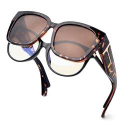 Face Shadow Polarisierte Überzieh Sonnenbrille Damen, Sonnenbrille für Brillenträger, Überbrille Sonnenüberbrille UV-Schutz Ultra Leicht Fit-Over Brille von Face Shadow
