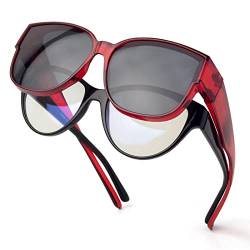 Face Shadow Polarisierte Überzieh Sonnenbrille Damen UV-Schutz Überbrille Sonnenbrille für brillenträger Ultra Leicht Fit-Over Brille-C3 von Face Shadow