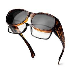 Face Shadow Polarisierte Überzieh Sonnenbrille Damen UV-Schutz Überbrille Sonnenbrille für brillenträger Ultra Leicht Fit-Over Brille-M-C13 von Face Shadow