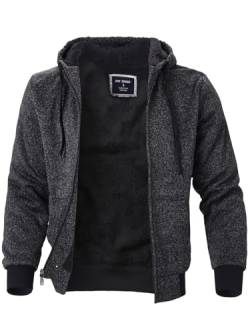 Herren-Sweatshirt mit Reißverschluss, Sherpa-Fleece, warm, dick, schwere Mäntel, Anthrazit 143, Medium von Facitisu