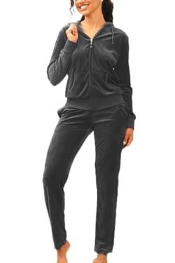 Mavis Garments Damen 2 stück sweatsuits tracksuits velvet outfits hoodie & hose xx-large wein von Facitisu