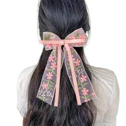 Haarspange mit Stickerei, Blume, Schleife, süß, doppellagig, für Damen, Haarstyling-Werkzeug für dünne Zöpfe, Hochzeit, Haarspange von FackLOxc