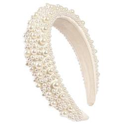 Modisches Schwamm-Stirnband-Accessoire, schönes Stirnband, elegantes breites Haarband mit Perlen, für Partys und Veranstaltungen, elegantes Haar-Accessoire von FackLOxc