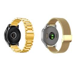 Factorys 2 Stück Metall Armband 22mm Kompatibel mit LG G Watch W110 für Männer Frauen, Metall Solide Ersatzarmband und Masche Edelstahl Uhrenarmband für LG G Watch W110 von Factorys