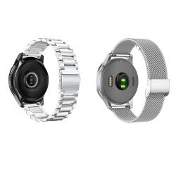 Factorys 2 Stück Metall Armband 22mm Kompatibel mit LG Watch R für Männer Frauen, Metall Solide Ersatzarmband und Masche Edelstahl Uhrenarmband für LG Watch R von Factorys
