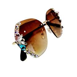 Factorys Modische Damen-Sonnenbrille, Sonnenschutzbrille mit Strasssteinen, 1 Stück Sonnenbrille Retro (D, One Size) von Factorys