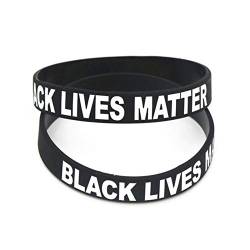 2pcs Black Lives Matter Silikonarmband Modisches Schwarzes Armband Motivationsarmbänder Inspirierende Silikon Armbänder Für Männer Frauen von Facynde